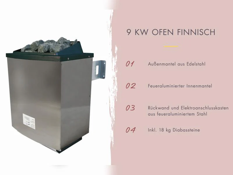 Karibu Fasssauna 1, 38 mm-  inkl. 9 kW Ofen externe Steuerung - Image 6