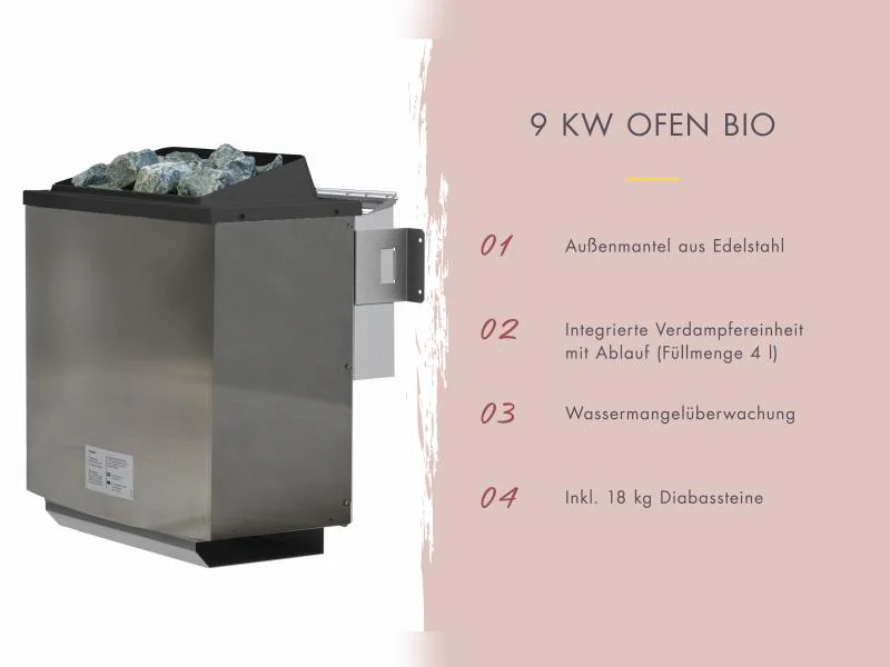 Karibu Fasssauna Quadro 3 inkl. 9 kW Bioofen ext. Steuerung - 38 mm - Image 6