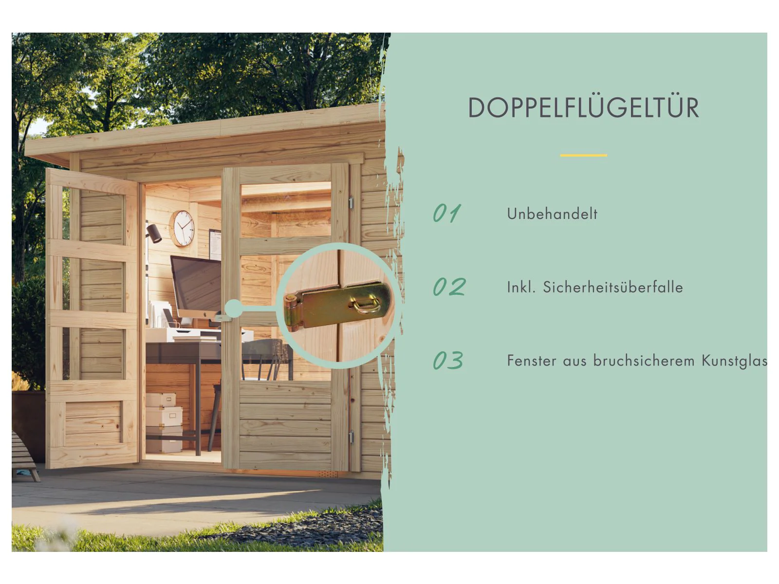 Karibu Gartenhaus Askola 2 mit Anbaudach 2,25 Meter - Image 6