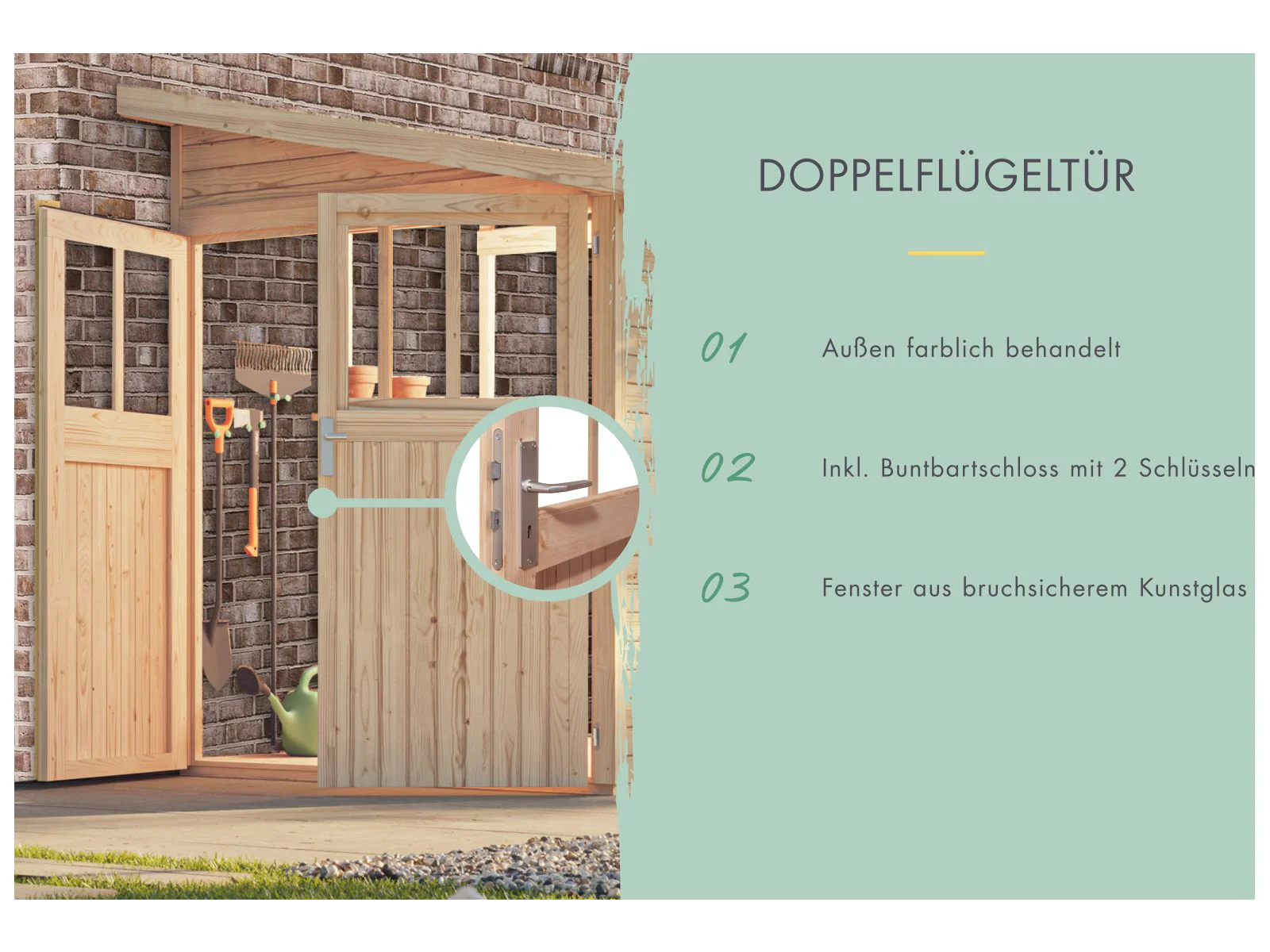 Karibu Gartenhaus Wandlitz 3 natur 19 mm - Image 8