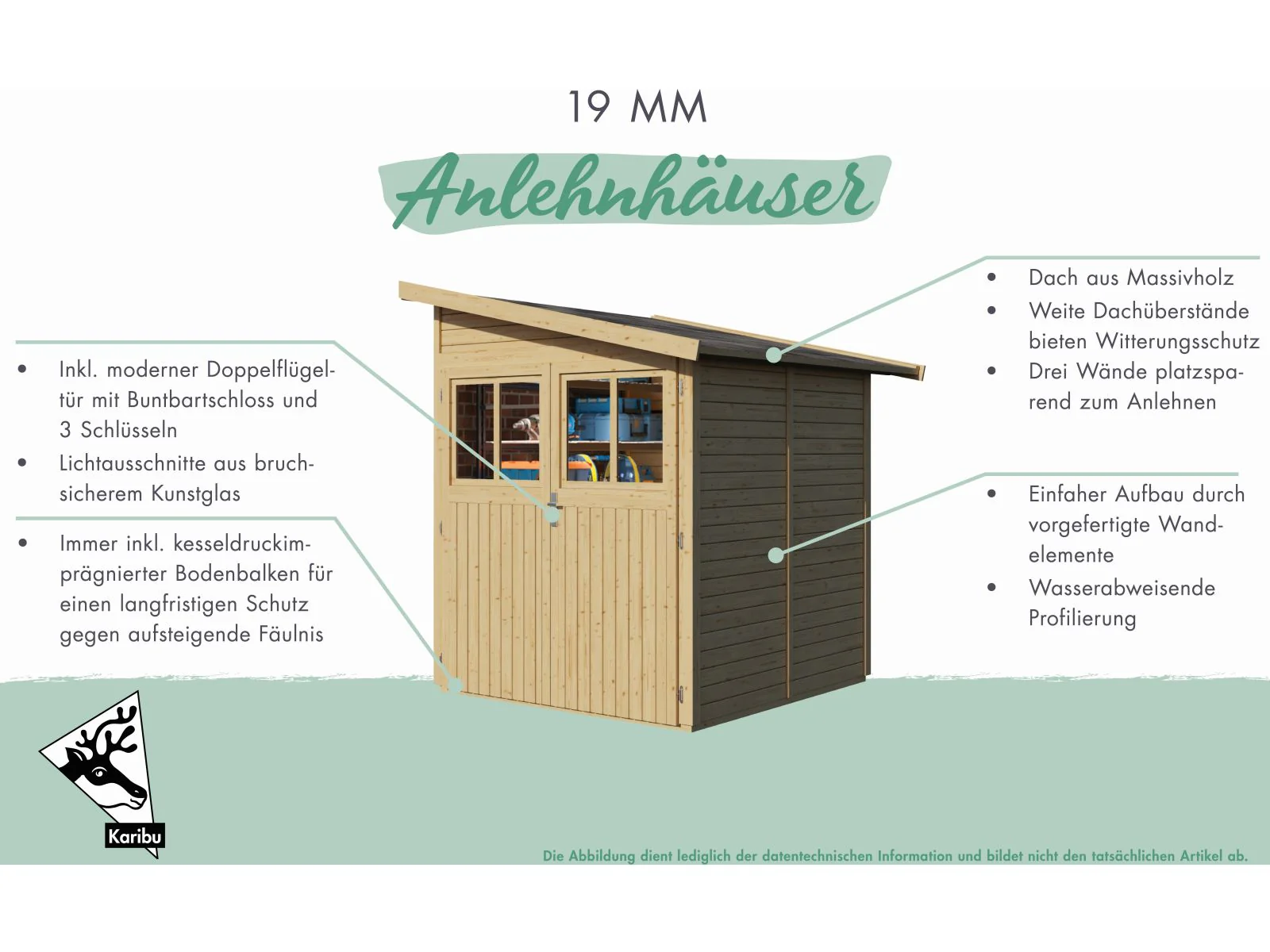 Karibu Gartenhaus Wandlitz 4 natur 19 mm - Image 6