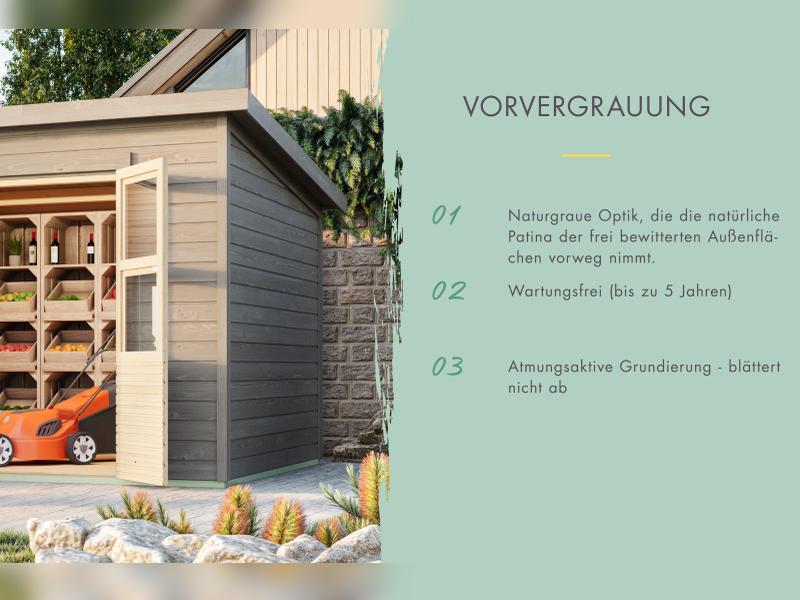Karibu Gerätehaus Merseburg 5, vorvergraut, 14 mm - Image 5