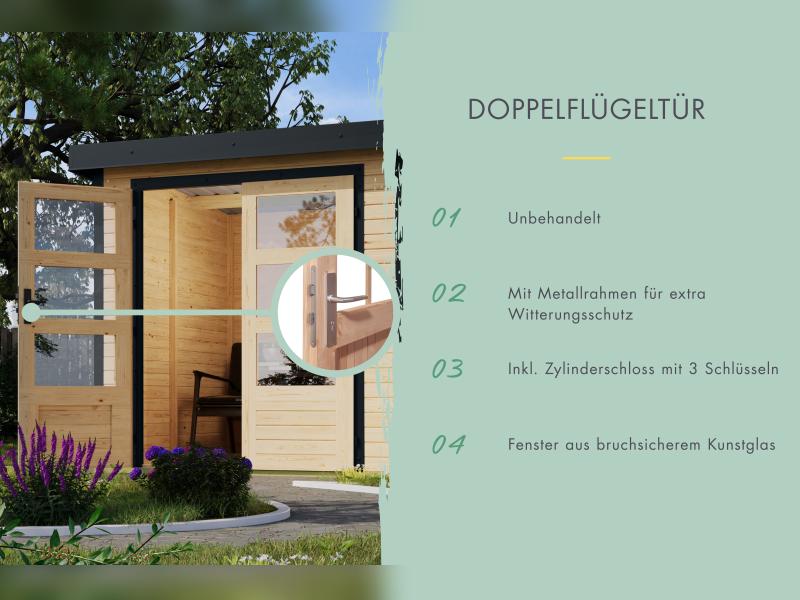 Karibu Hybrid Gartenhaus Pluto 6 A, naturbelassen/anthrazit, 28 mm - Image 5