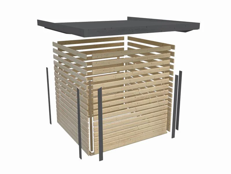 Karibu Hybrid Gartenhaus Pluto 7 A, naturbelassen/graualuminium, 28 mm - Image 11