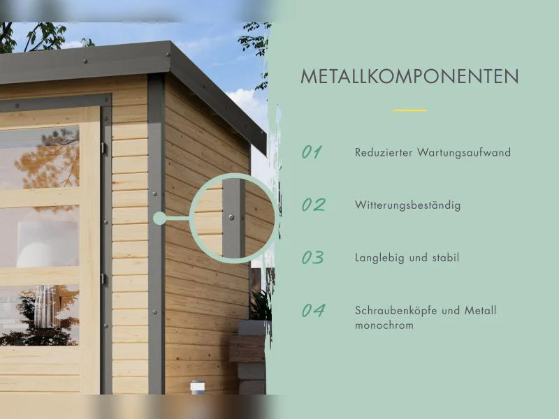 Karibu Hybrid Gartenhaus Pluto 7 A, naturbelassen/graualuminium, 28 mm - Image 4