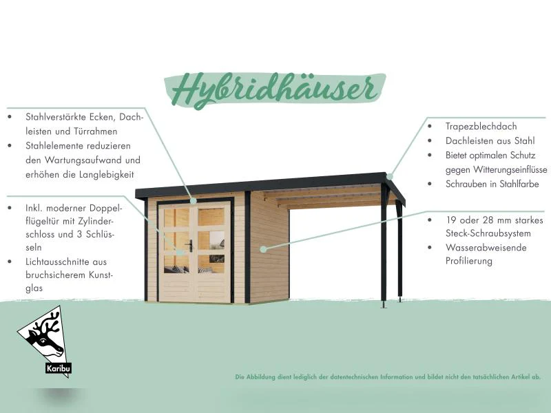 Karibu Hybrid Gartenhaus Pluto 7 B, terragrau/graualuminium, 28 mm - Image 7