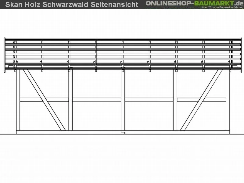 Skan Holz Carport Schwarzwald 424 x 772 cm mit Abstellraum - Image 4